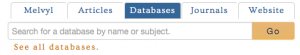 Databases tab on library homepage