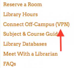 arrow pointing to Connect Off-Campus VPN link