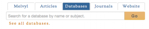 Databases tab on library homepage